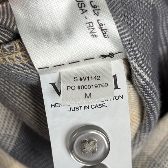 Vuori Mens Plaid Flannel Shirt Tan Grey Long Sleeve Button Down V1142 Size M - Picture 11 of 13
